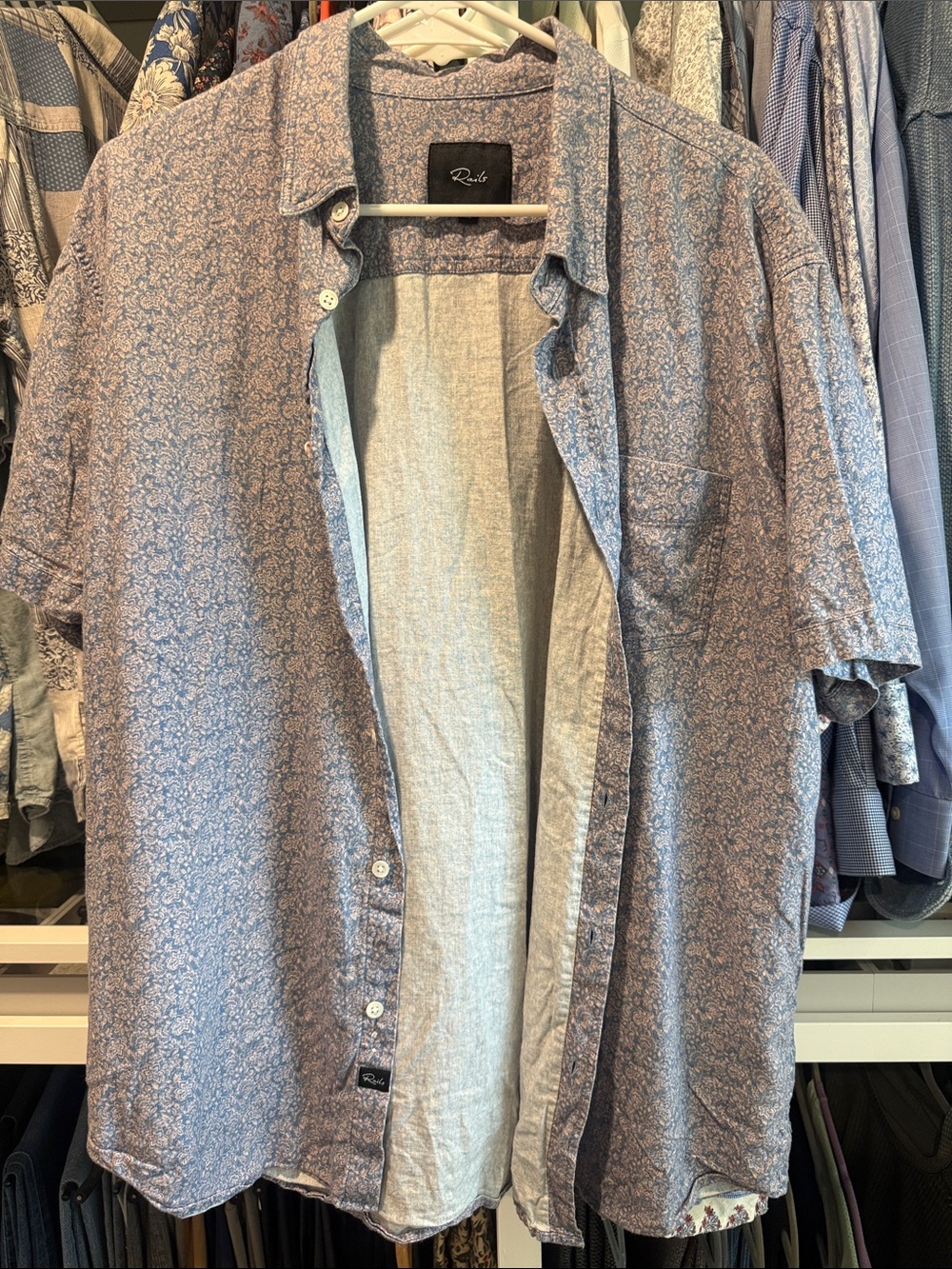 Rails Men's Short-Sleeve Button-Down Shirt in Light Blue Floral